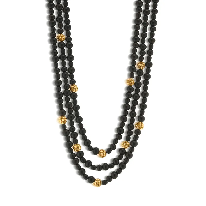 Bead 3-Strand Necklace, 18"+2" - Ebony sold by Capucine De Wulf