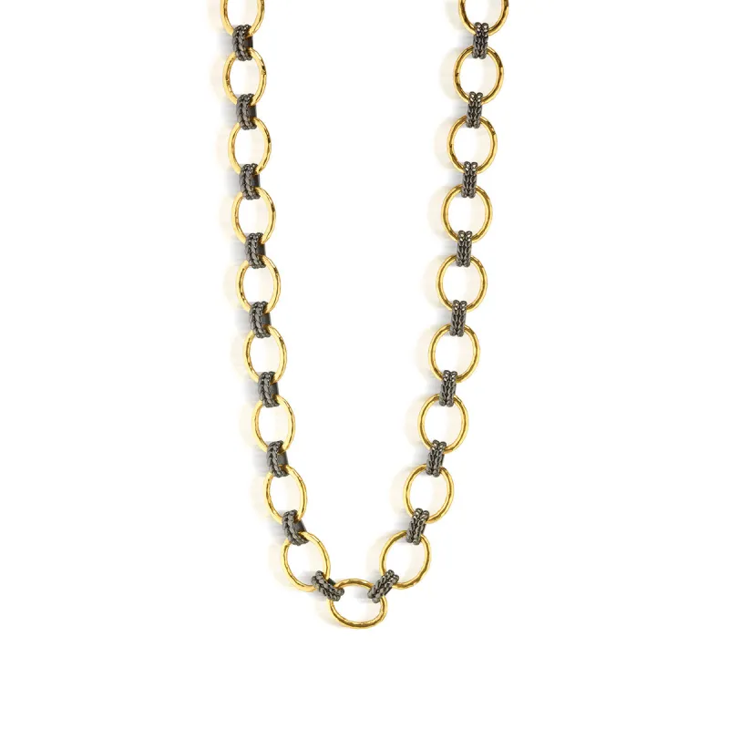 Cleopatra Grande Link Necklace, 16"+2" - Gold/Midnight sold by Capucine De Wulf