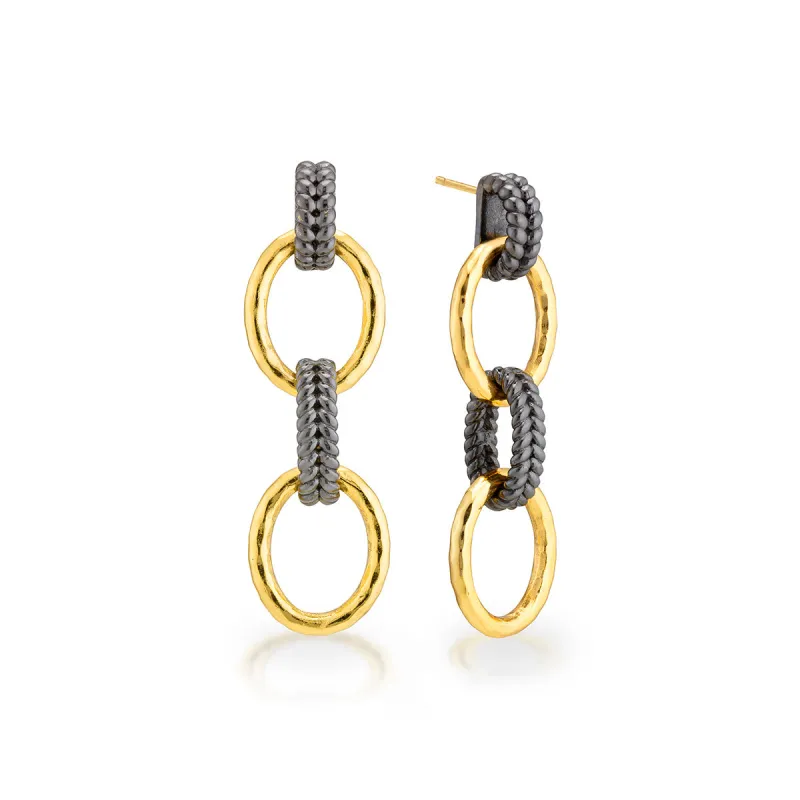 Cleopatra Regal Double Link Earrings - Gold/Midnight sold by Capucine De Wulf