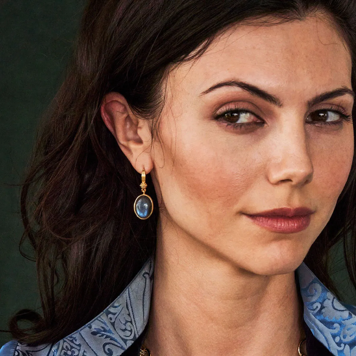 Cleopatra Oval Drop Earrings - Blue Labradorite sold by Capucine De Wulf product image thumbnail 2