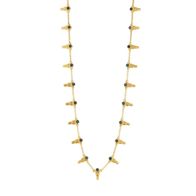 Cleopatra Ra Gem Necklace, 16"+2" - Blue Labradorite sold by Capucine De Wulf
