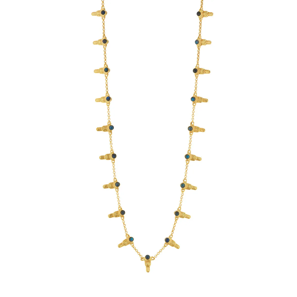 Cleopatra Ra Gem Necklace, 16"+2" - Blue Labradorite sold by Capucine De Wulf