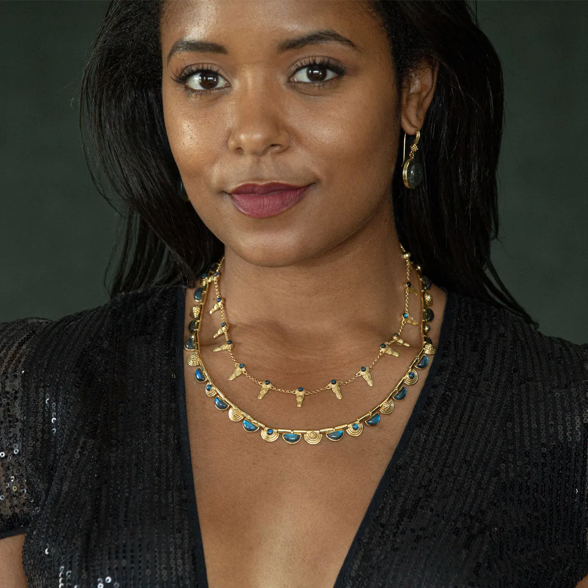 Cleopatra Riviere Necklace, 17"+2" - Blue Labradorite sold by Capucine De Wulf product image thumbnail 4