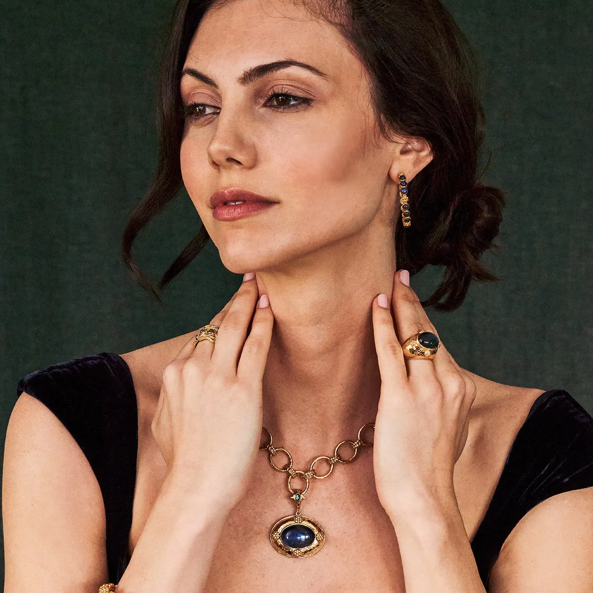 Berry Gem Medium Hoop Earrings - Blue Labradorite sold by Capucine De Wulf product image thumbnail 3