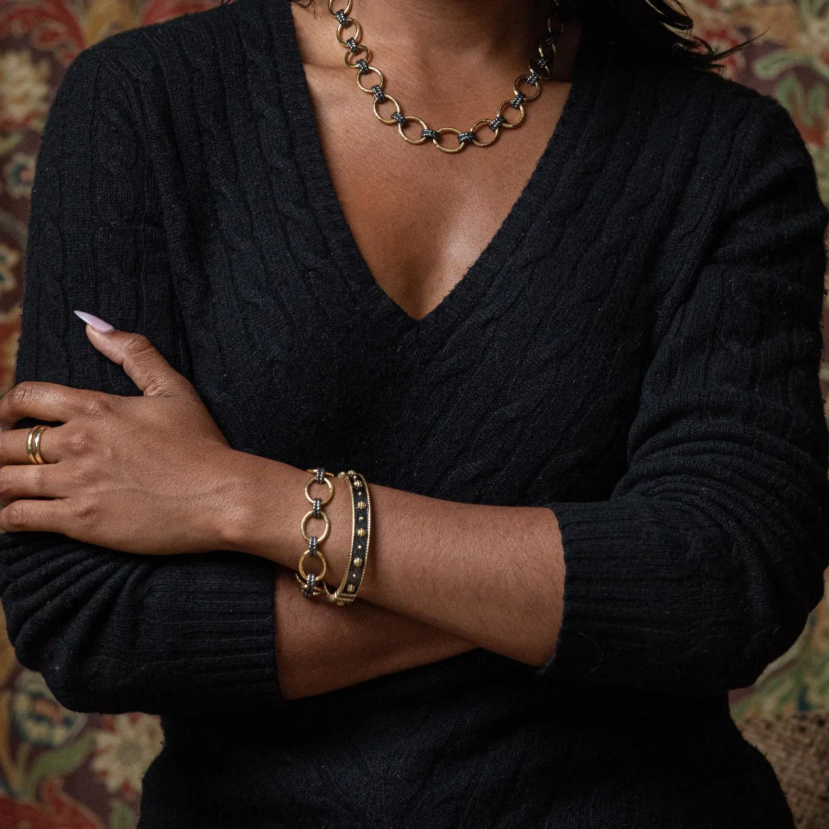 Berry Classic Hinged Bangle, S/M - Gold/Midnight sold by Capucine De Wulf product image thumbnail 3