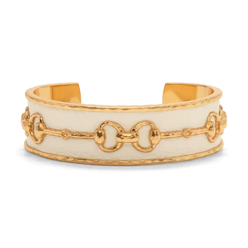 Equestrian Snaffle Bit Cuff - Vegan White Leather sold by Capucine De Wulf