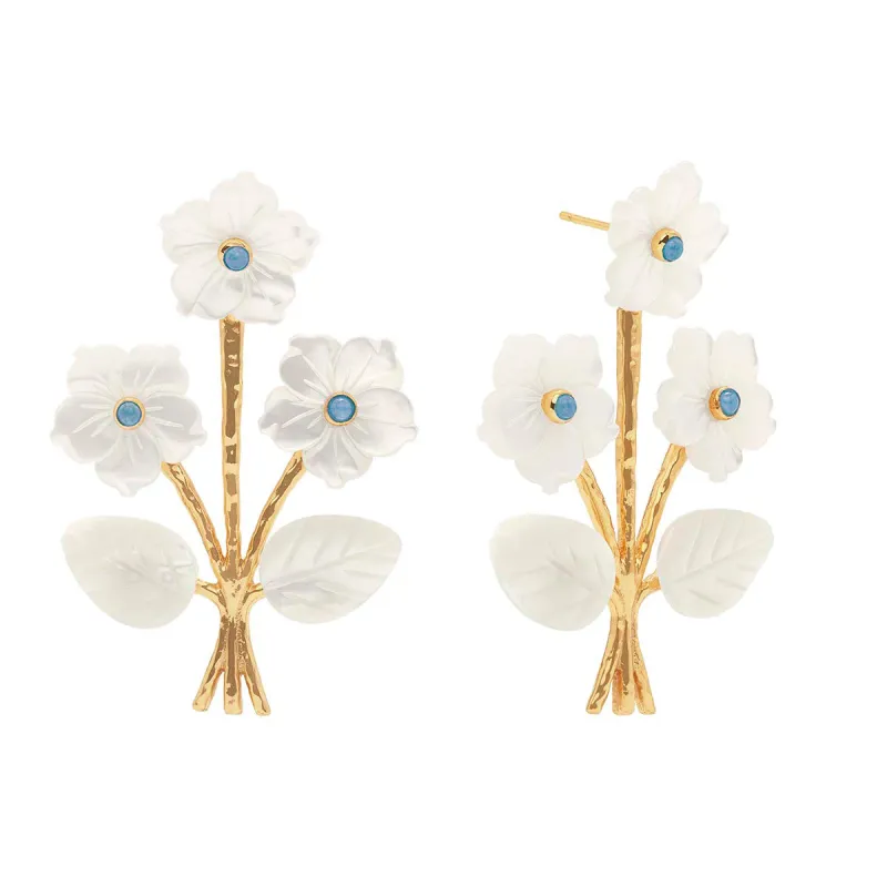 Mermaid Garden Convertible Bouquet Post Earrings - MOP/Ocean Jade sold by Capucine De Wulf