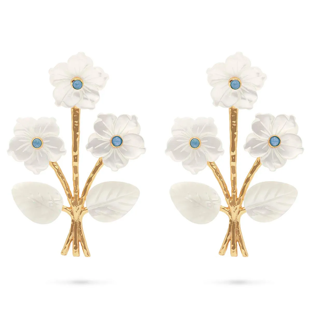 Mermaid Garden Convertible Bouquet Post Earrings - MOP/Ocean Jade sold by Capucine De Wulf product image thumbnail 4