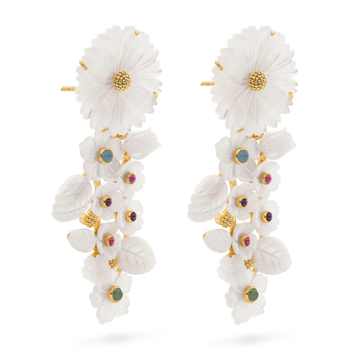Mermaid Garden Convertible Statement Earrings - MOP/Multi-Colored Jade sold by Capucine De Wulf product image thumbnail 5