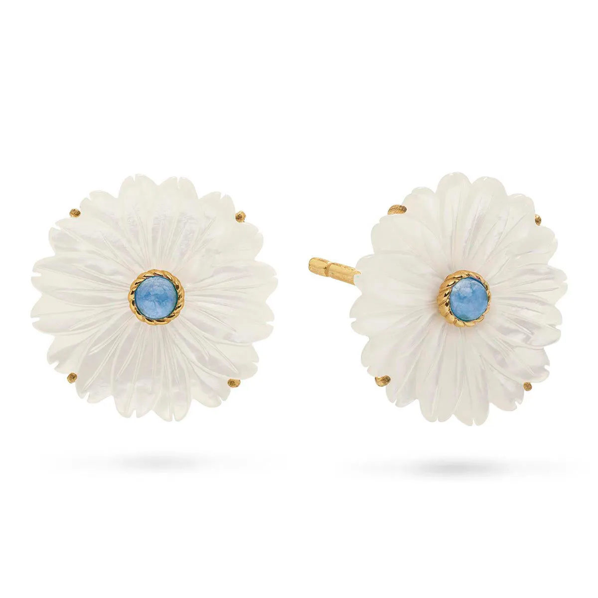 Mermaid Garden Flower Stud Earrings - MOP/Ocean Jade sold by Capucine De Wulf