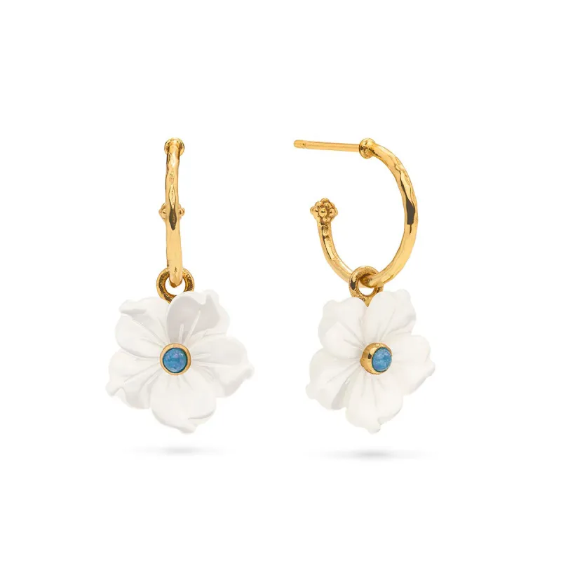 Mermaid Garden Hoop Earrings with Flower Charm - MOP sold by Capucine De Wulf