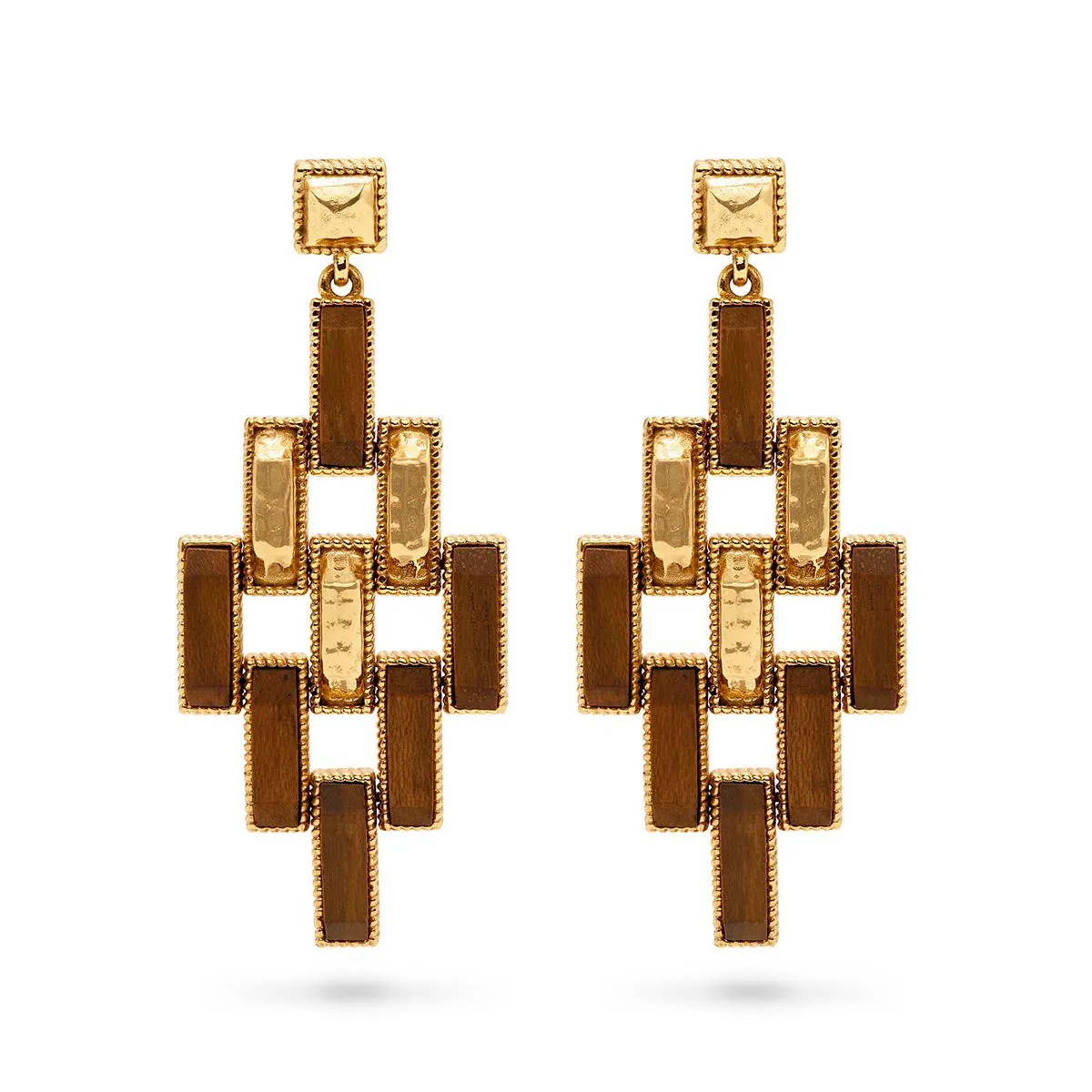 Pathway Post Drop Earrings - Gold/Teak sold by Capucine De Wulf product image thumbnail 5