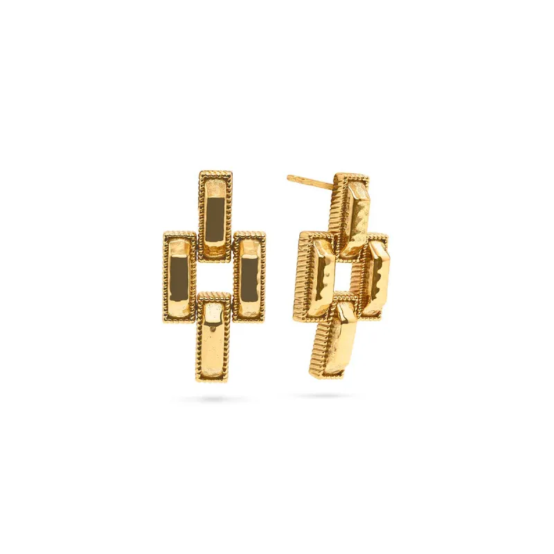 Pathway Post Small Link Earrings - Gold sold by Capucine De Wulf