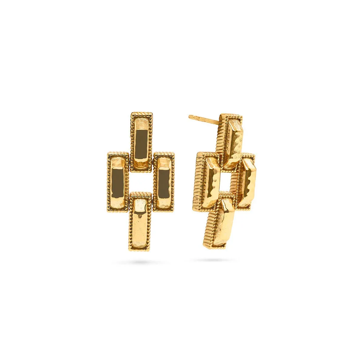 Pathway Post Small Link Earrings - Gold sold by Capucine De Wulf