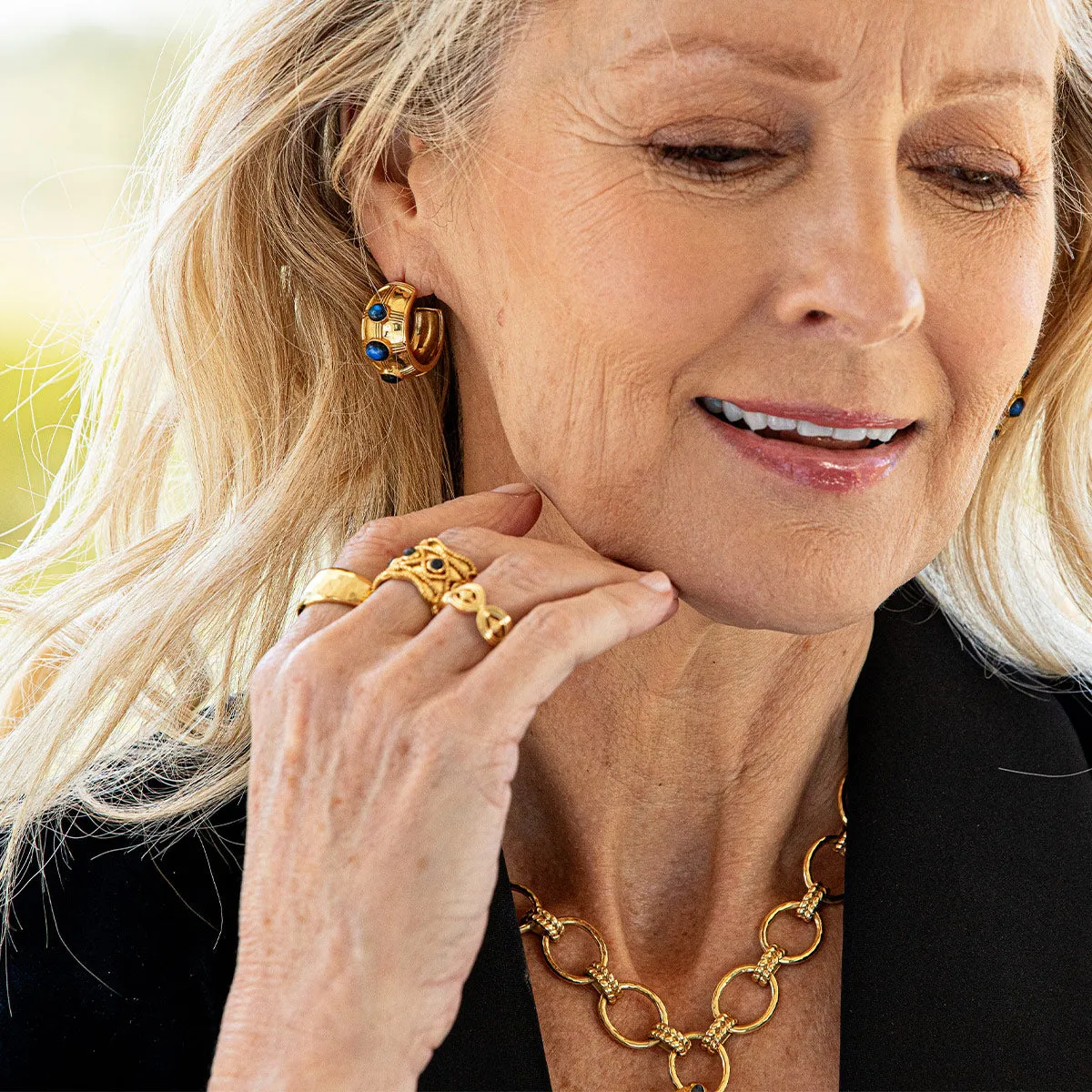 Cleopatra Bold Hoop Earrings - Blue Labradorite sold by Capucine De Wulf product image thumbnail 3