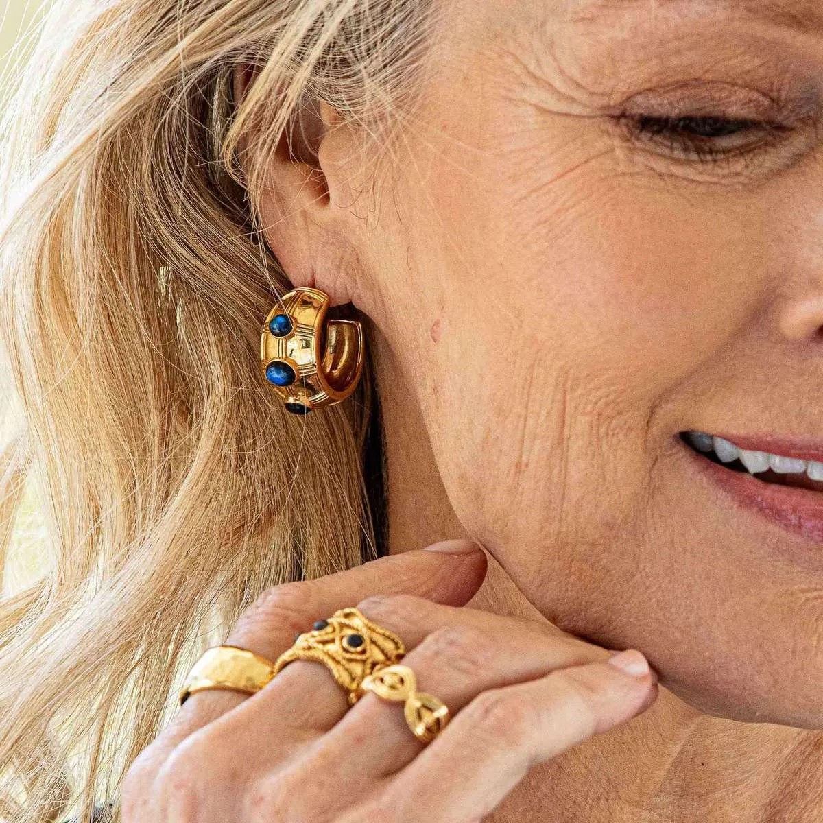 Cleopatra Bold Hoop Earrings - Blue Labradorite sold by Capucine De Wulf product image thumbnail 2