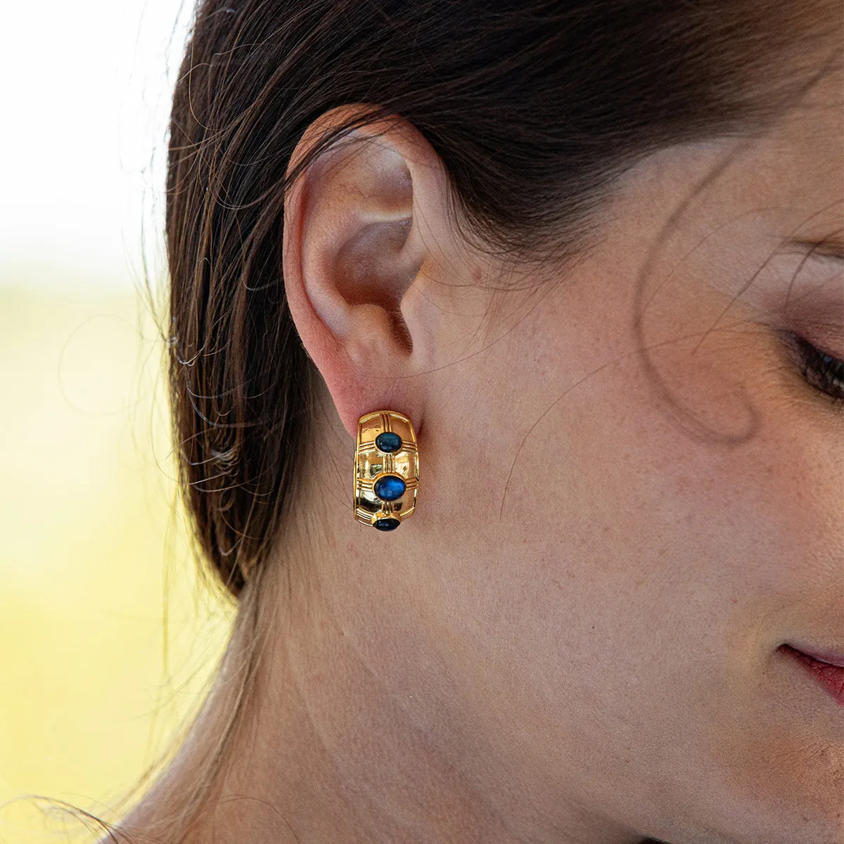 Cleopatra Bold Hoop Earrings - Blue Labradorite sold by Capucine De Wulf product image thumbnail 4