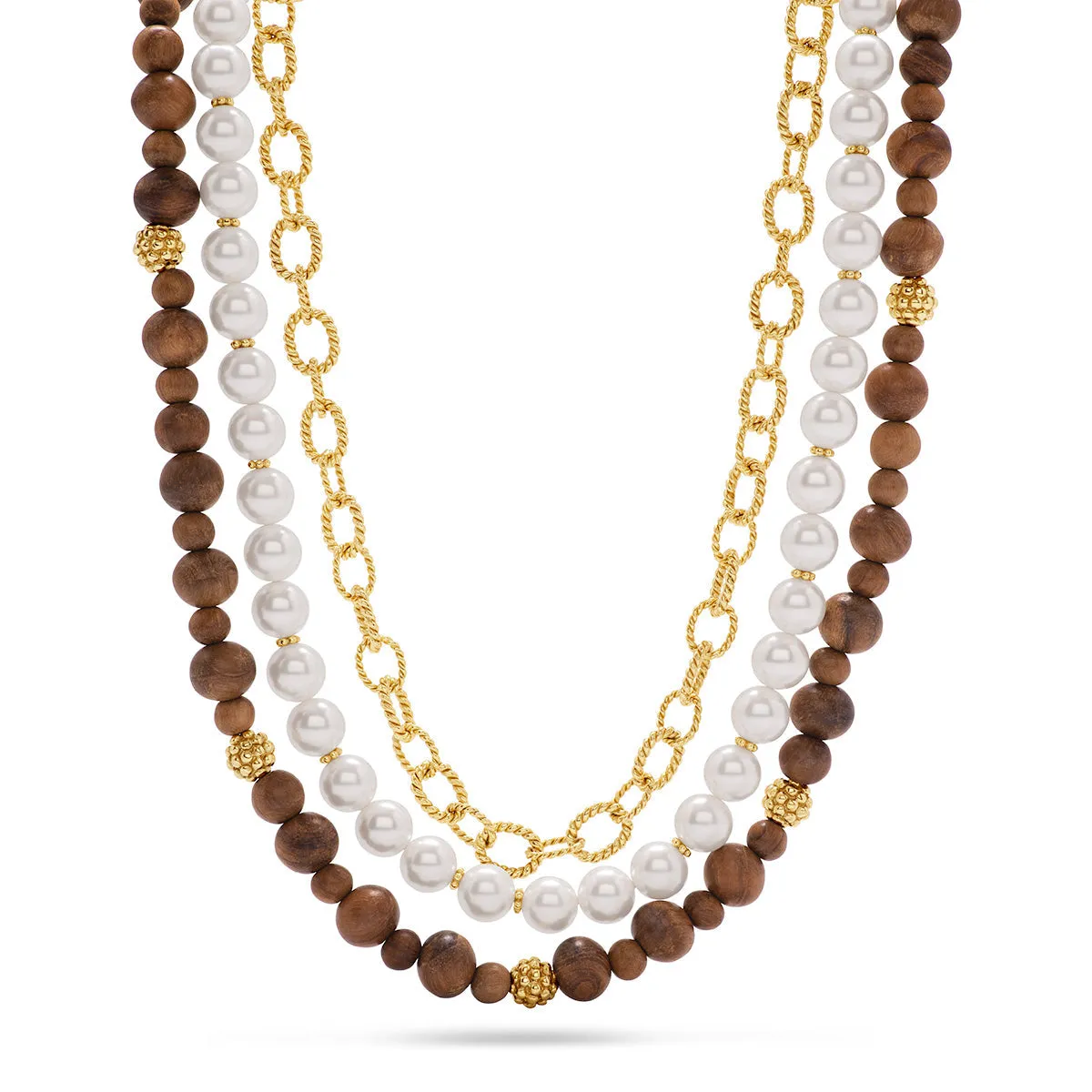 Earth Goddess Necklace, 18"+2" - Teak/Pearls sold by Capucine De Wulf product image thumbnail 5