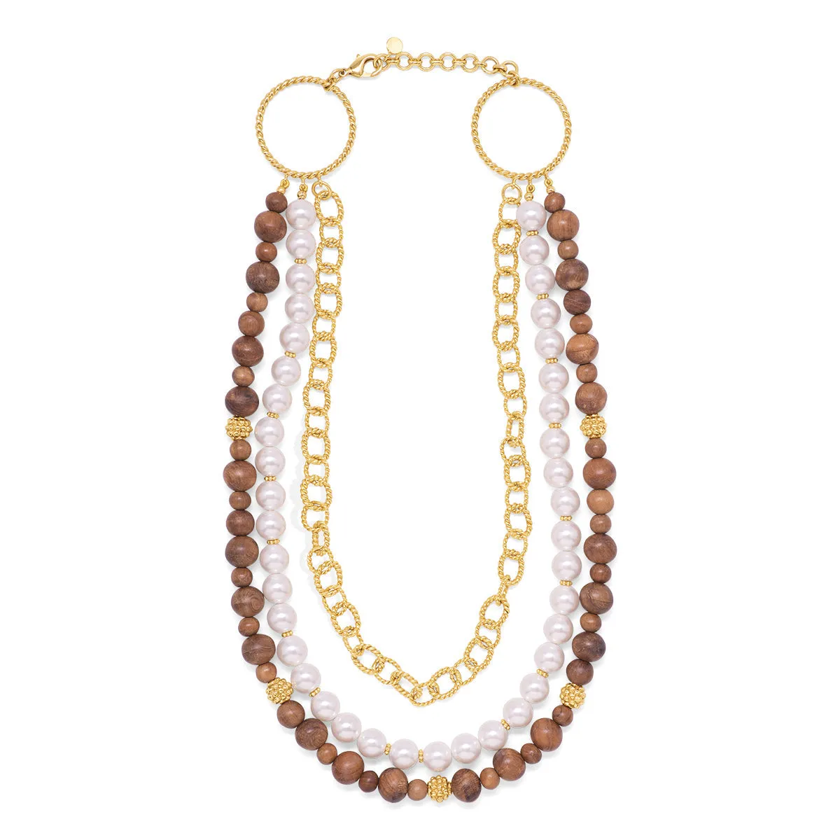 Earth Goddess Necklace, 18"+2" - Teak/Pearls sold by Capucine De Wulf