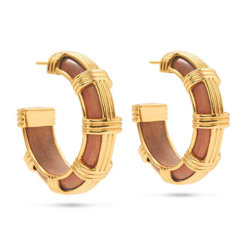 Gaia Cage Hoop Earrings - Teak sold by Capucine De Wulf
