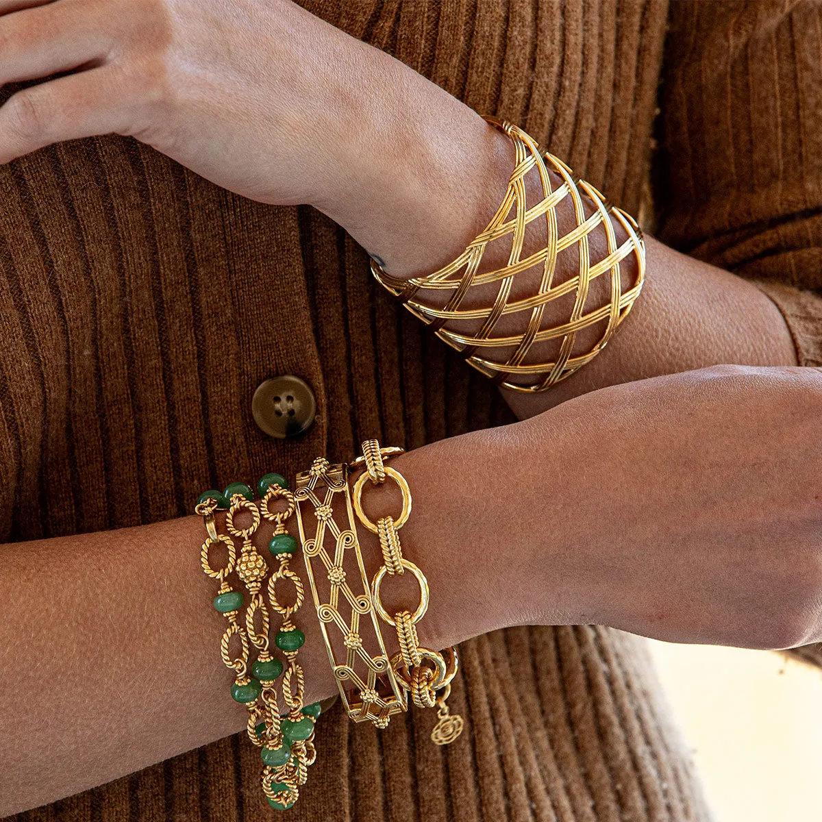 Monique Lattice Hinged Bangle - Gold sold by Capucine De Wulf product image thumbnail 2