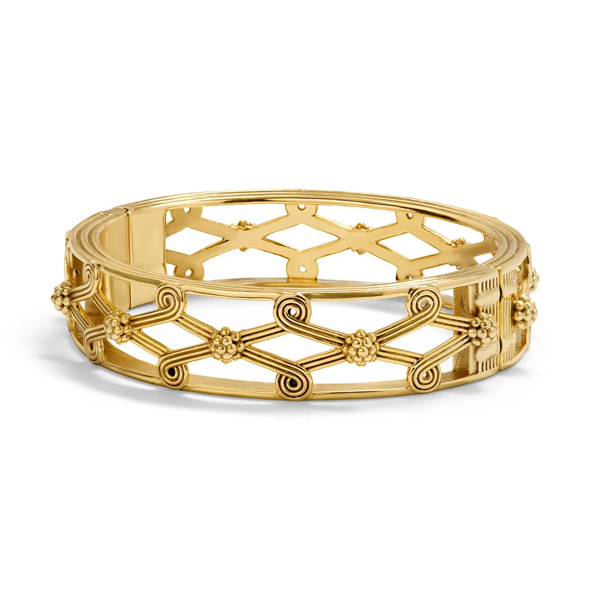 Monique Lattice Hinged Bangle - Gold sold by Capucine De Wulf product image thumbnail 4