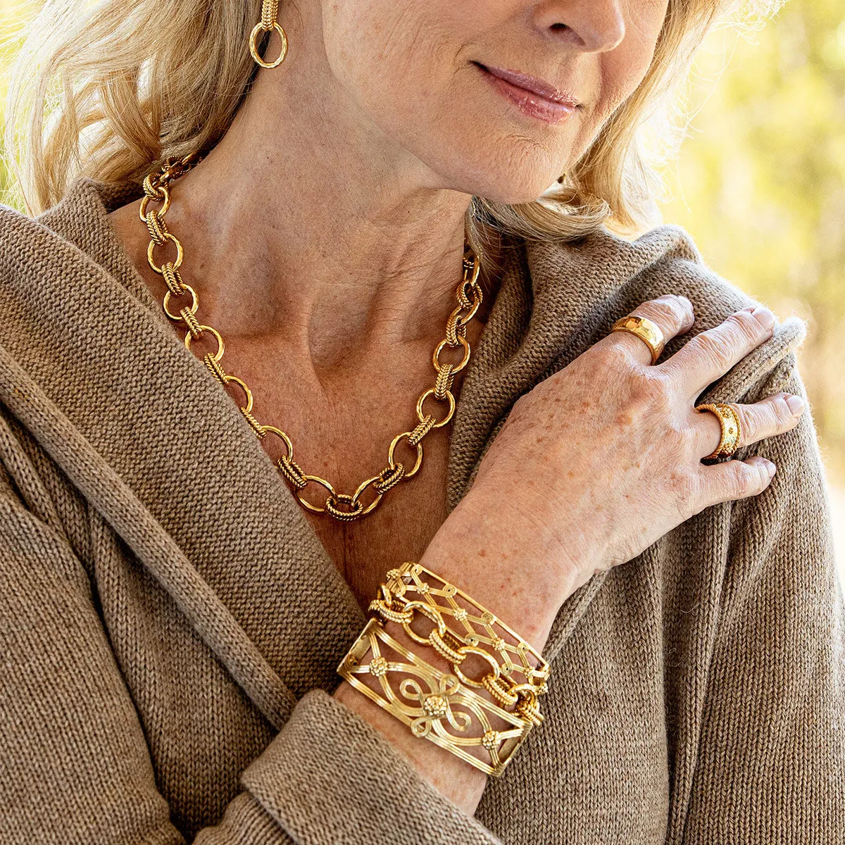 Monique Lattice Hinged Bangle - Gold sold by Capucine De Wulf product image thumbnail 3
