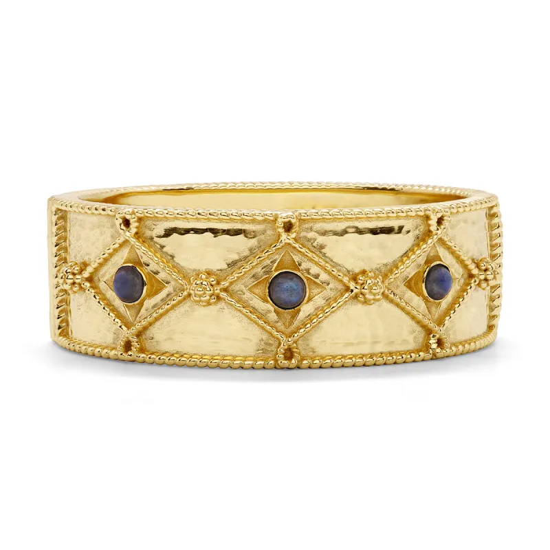 Victoria Hinged Bangle - Gold/Blue Labradorite sold by Capucine De Wulf