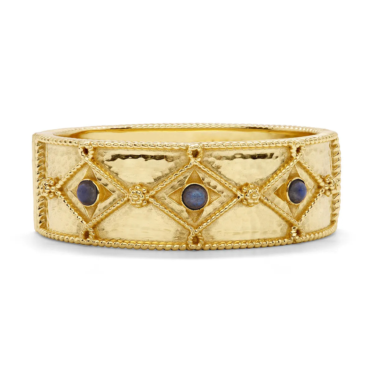 Victoria Hinged Bangle - Gold/Blue Labradorite sold by Capucine De Wulf