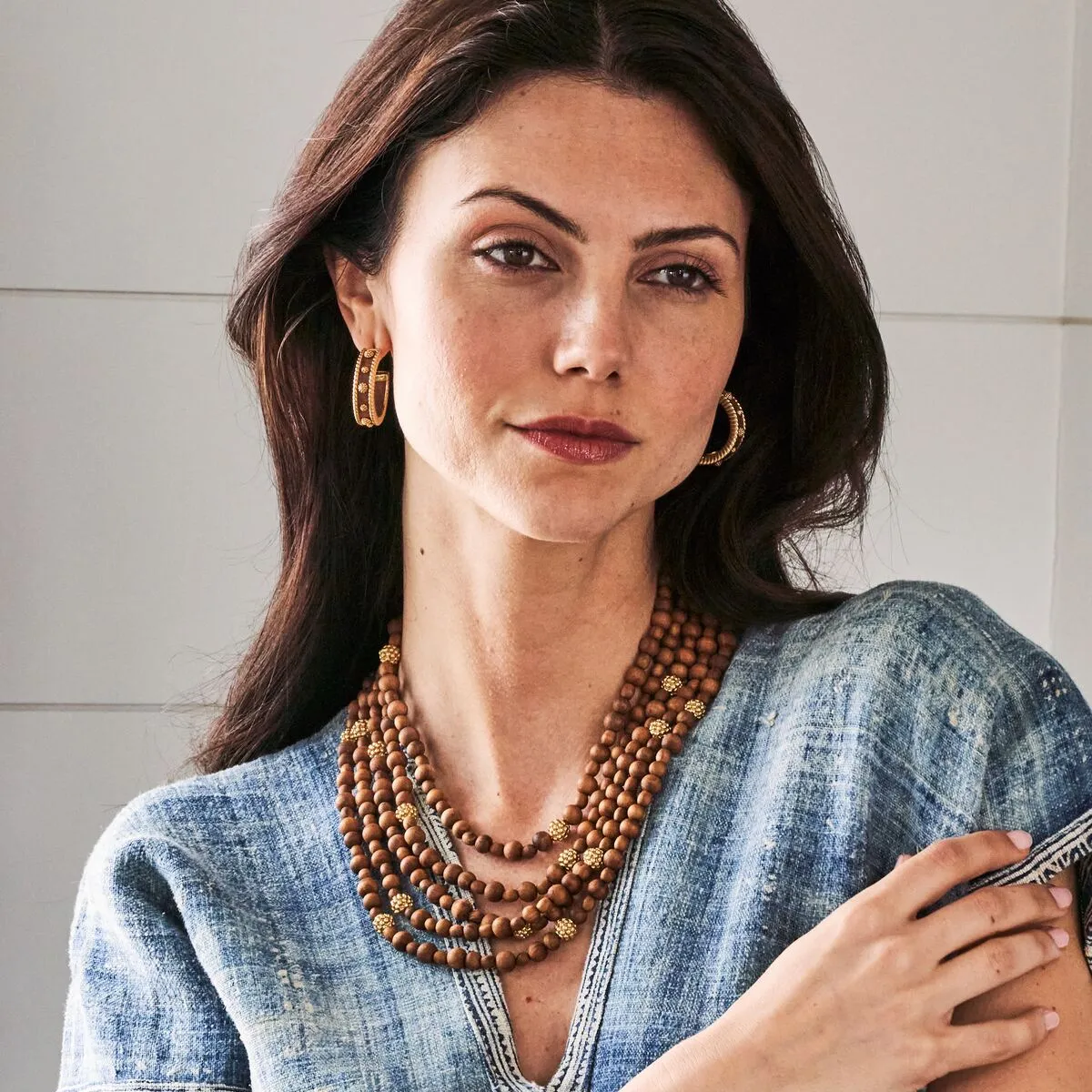 Earth Goddess Beads 5-Strand Necklace, 18"+2'' - Teak sold by Capucine De Wulf product image thumbnail 2