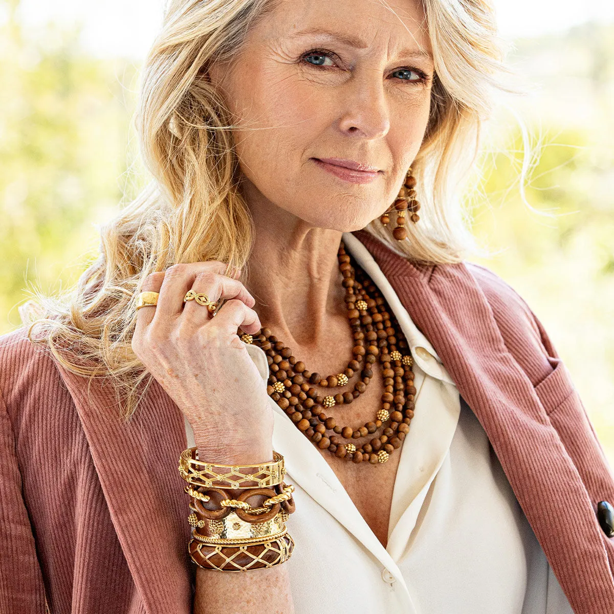 Earth Goddess Beads 5-Strand Necklace, 18"+2'' - Teak sold by Capucine De Wulf product image thumbnail 4