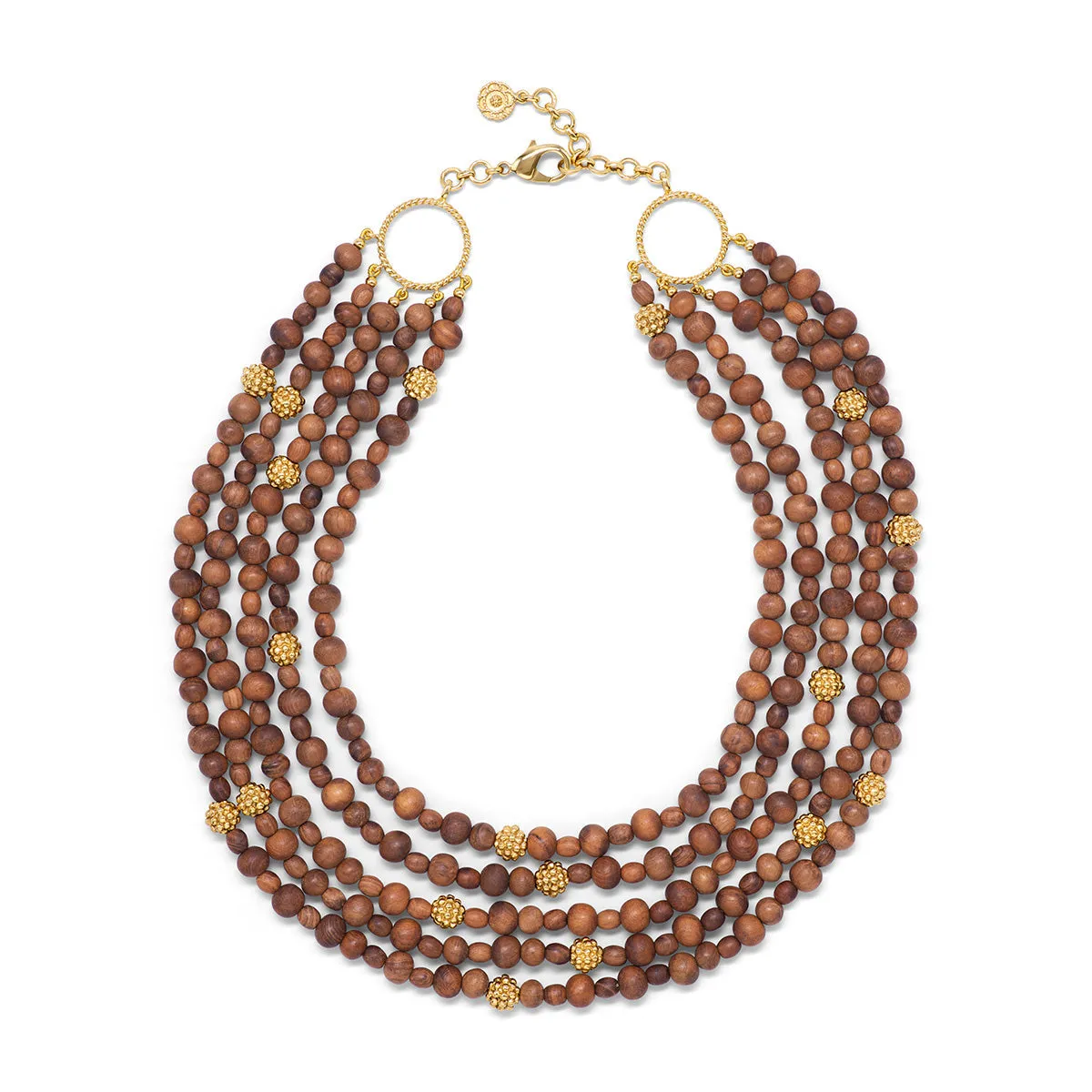 Earth Goddess Beads 5-Strand Necklace, 18"+2'' - Teak sold by Capucine De Wulf