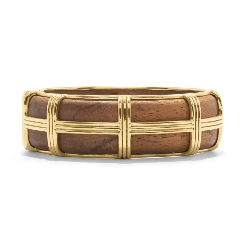 Gaia Hinged Bangle - Teak sold by Capucine De Wulf