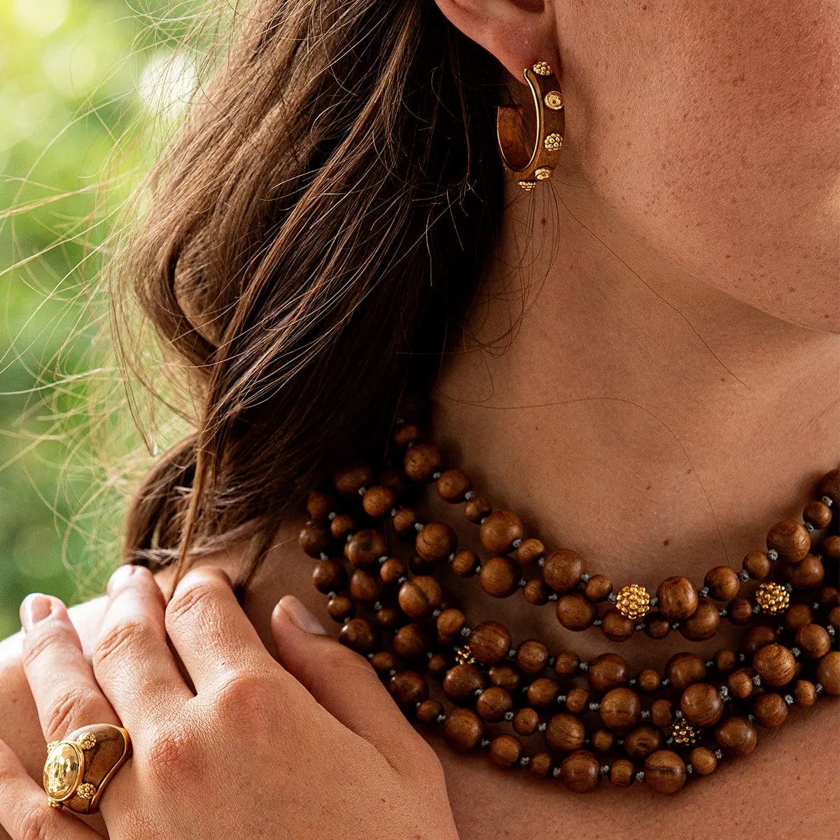 Gaia Hoop Earrings - Teak sold by Capucine De Wulf product image thumbnail 4
