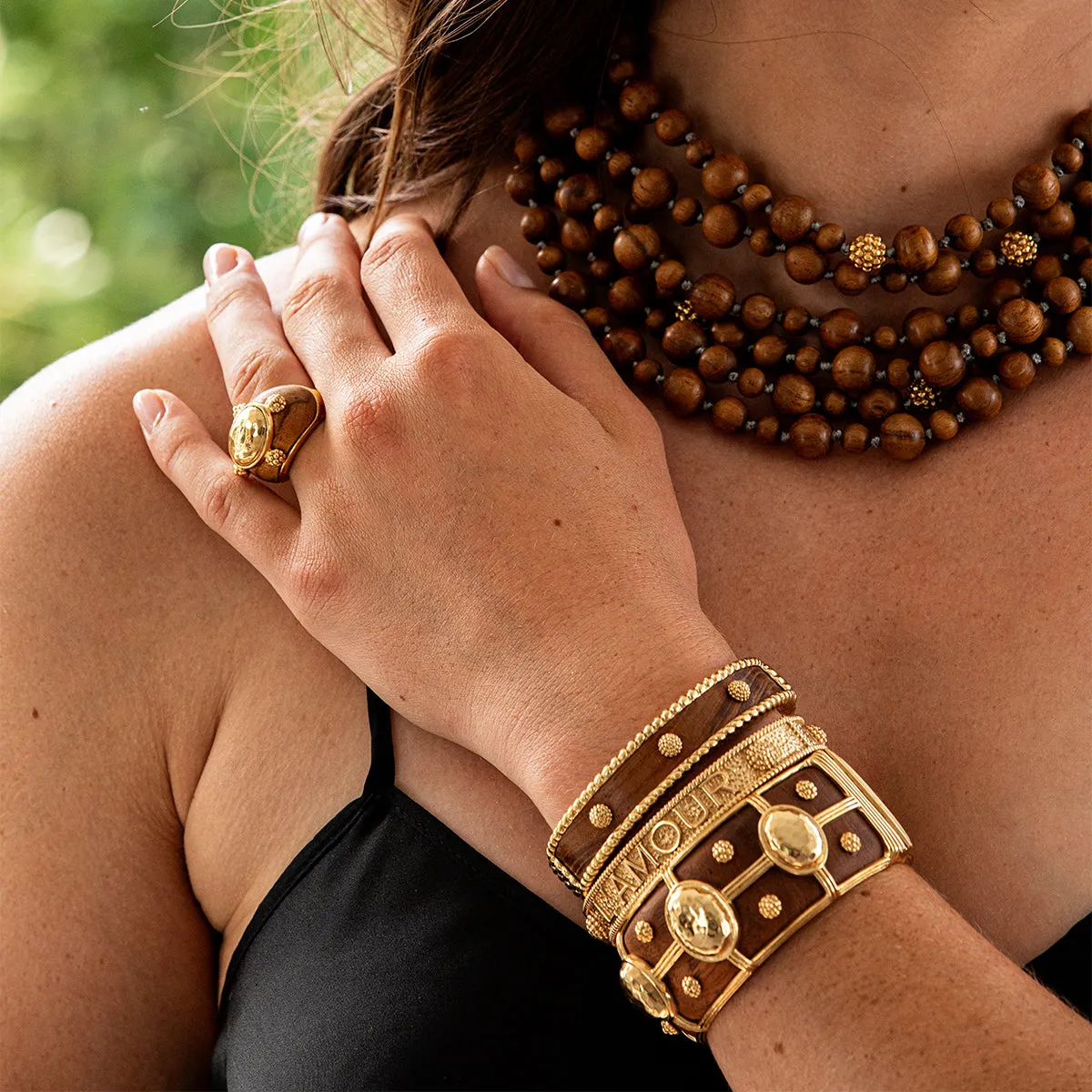 Gaia Grande Hinged Bangle - Teak sold by Capucine De Wulf product image thumbnail 3