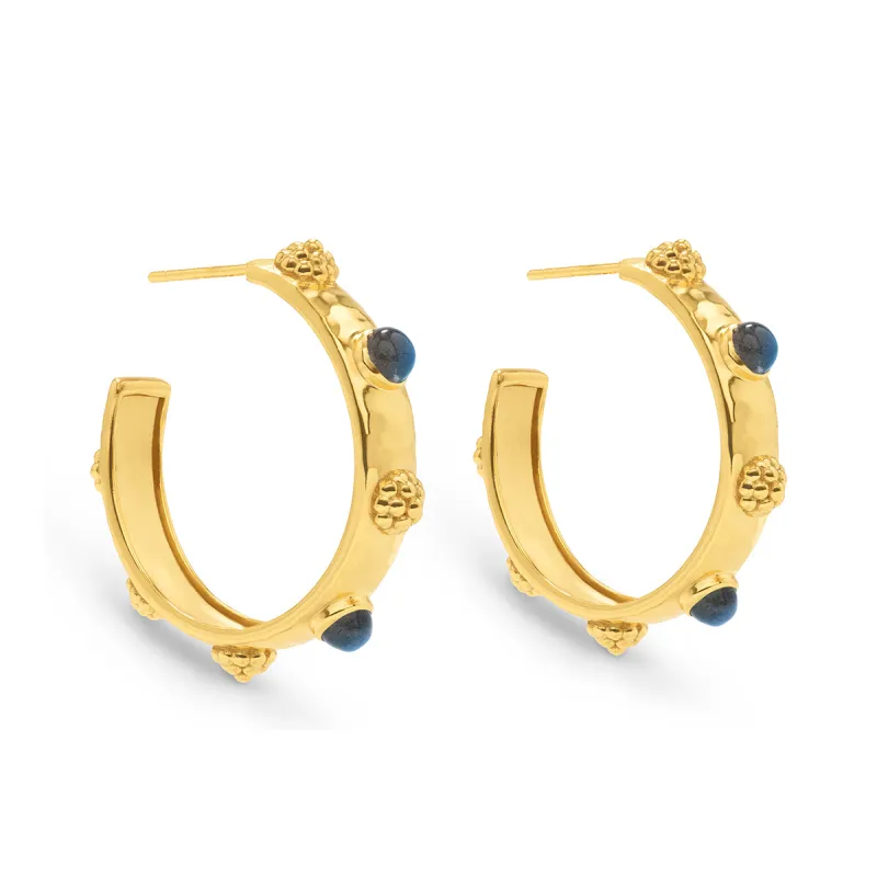 Cleopatra Hoop Earrings - Gold/Blue Labradorite sold by Capucine De Wulf