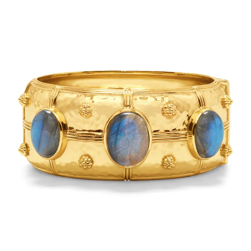 Cleopatra Grande Hinged Bangle - Gold/Blue Labradorite sold by Capucine De Wulf