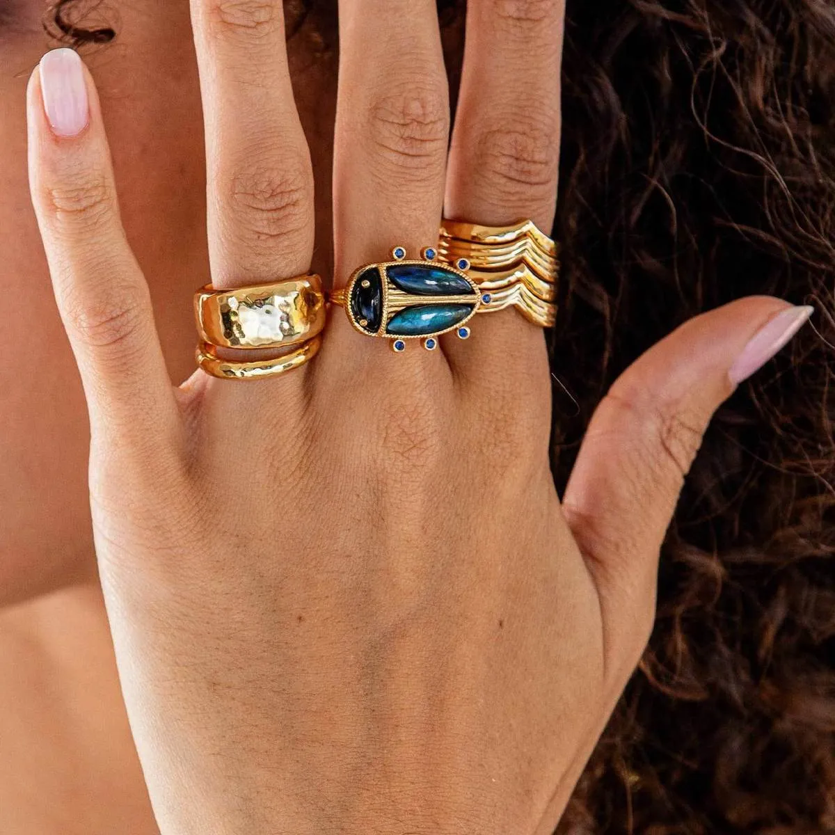 Scarab Ring - Blue Labradorite/Black Agate sold by Capucine De Wulf product image thumbnail 3