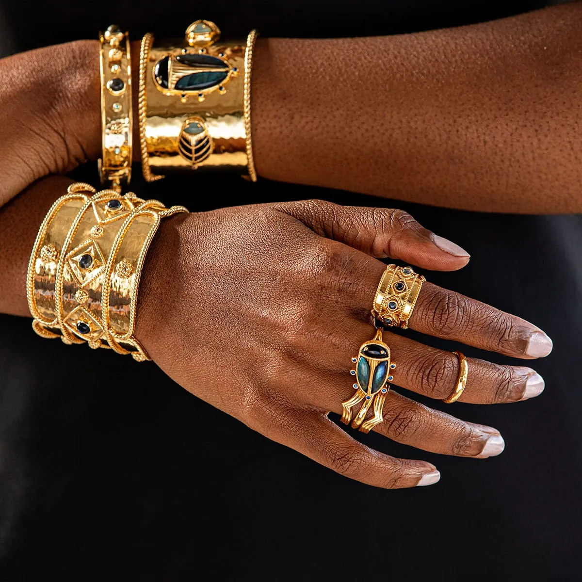Scarab Ring - Blue Labradorite/Black Agate sold by Capucine De Wulf product image thumbnail 4