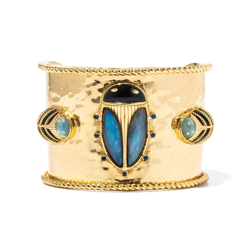 Scarab Grande Cuff - Blue Labradorite/Black Agate sold by Capucine De Wulf