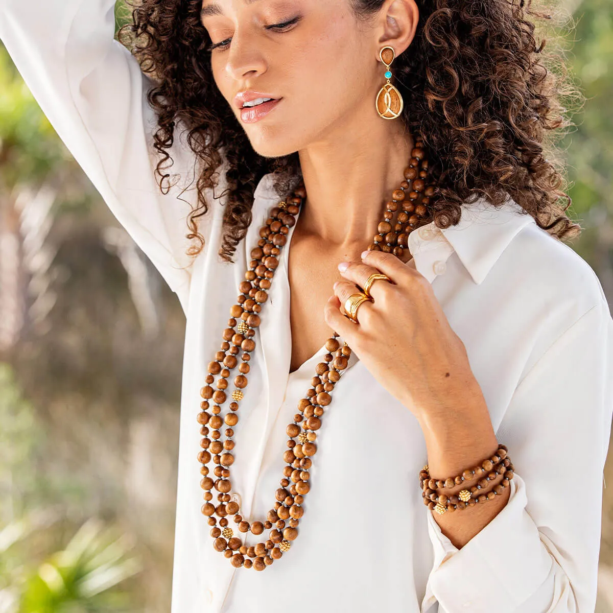 Earth Goddess Beads Necklace, 34'' - Teak sold by Capucine De Wulf product image thumbnail 2