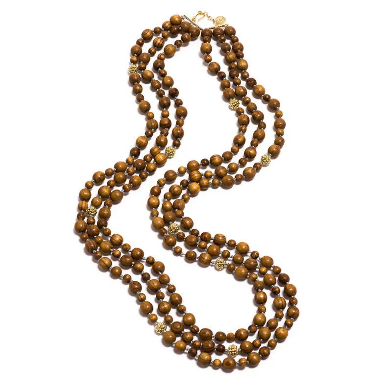 Earth Goddess Beads Necklace, 34'' - Teak sold by Capucine De Wulf