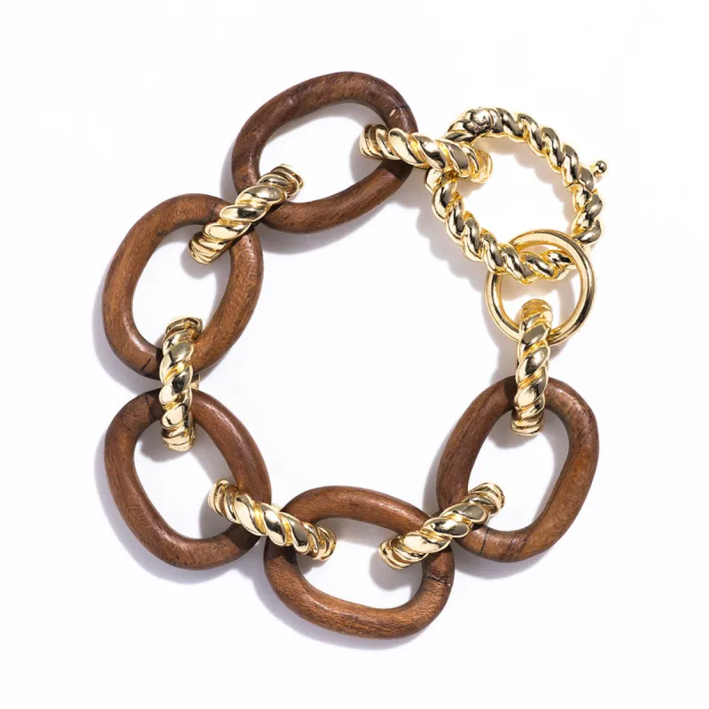Earth Goddess Link Bracelet, 7+1.5" - Teak sold by Capucine De Wulf