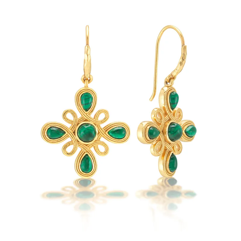 Monique Gem Dangle Earrings - Malachite sold by Capucine De Wulf