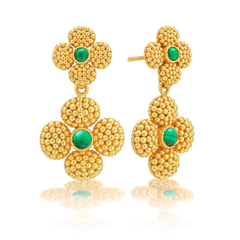 Berry Clover Convertible Duo Earrings - Malachite sold by Capucine De Wulf
