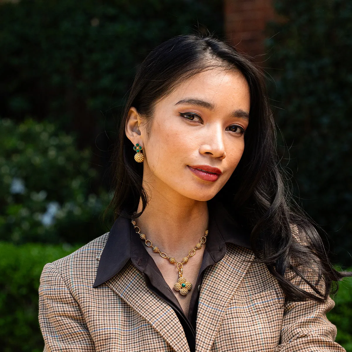 Berry Clover Drop Earrings - Malachite sold by Capucine De Wulf product image thumbnail 2