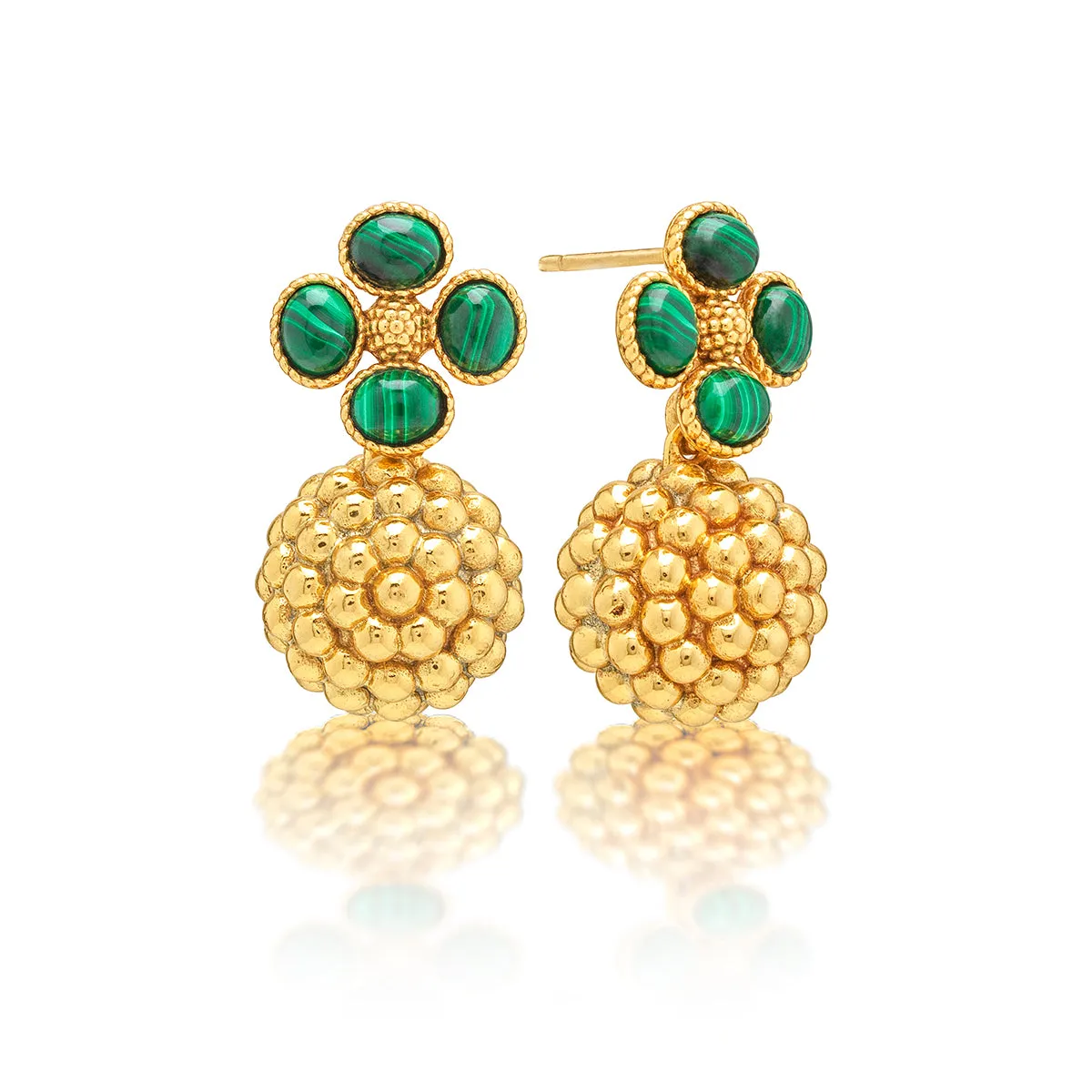 Berry Clover Drop Earrings - Malachite sold by Capucine De Wulf