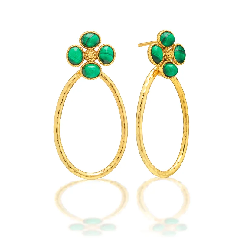 Berry Clover Teardrop  Earrings - Malachite sold by Capucine De Wulf
