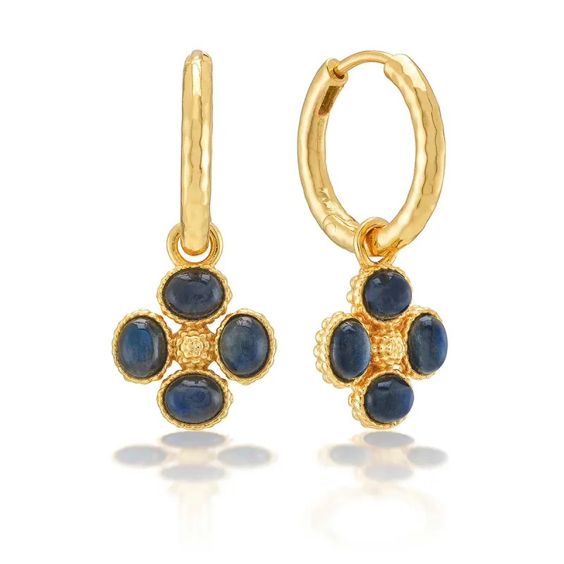 Berry Clover Hoop Earrings with Double Sided Charm - Blue Labradorite sold by Capucine De Wulf