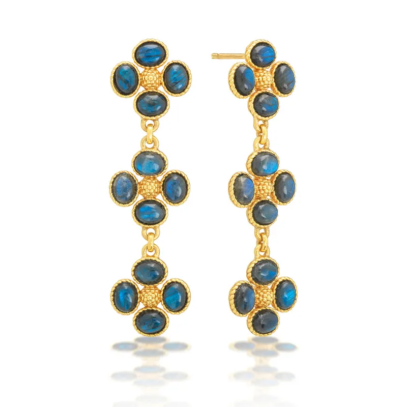 Berry Clover Linear Earrings - Blue Labradorite sold by Capucine De Wulf